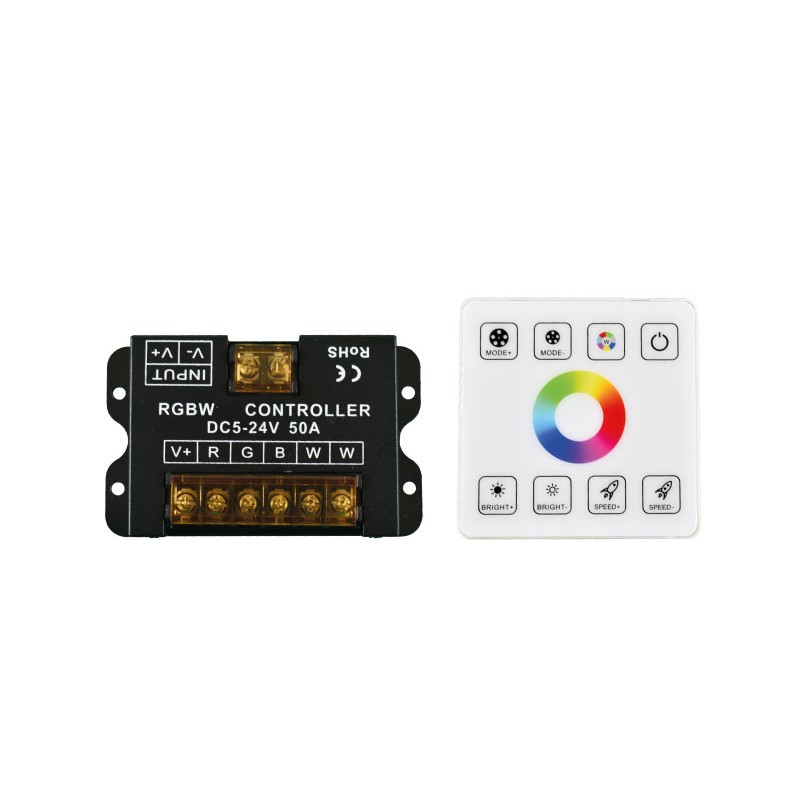 Controlador RGBW para tiras LED con panel táctil RF - 5-24V/DC