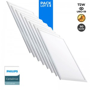 Pack de 8 paneles LED slim 120X60cm - Driver PHILIPS - 72W - UGR19