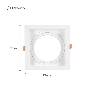 Pack x 4 - Aro downlight cuadrado tipo cardan para bombilla QR111 o AR111 - Corte 155 x 155 mm