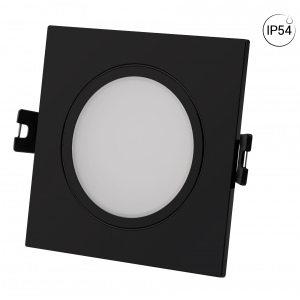 Aro downlight cuadrado para bombilla GU10 - Corte Ø 75-80 mm - IP54- NGRO