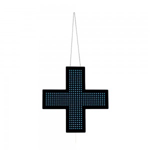 Cruz de veterinaria LED monocolor azul - 60x60cm - Una cara - IP20