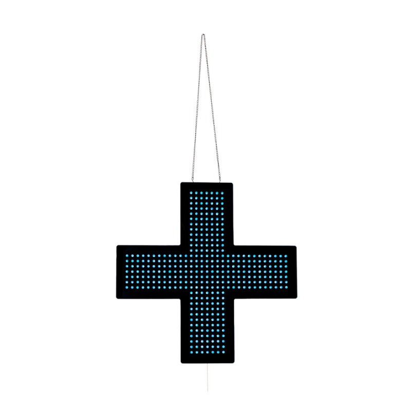 Cruz de veterinaria LED monocolor azul - 60x60cm - Una cara - IP20