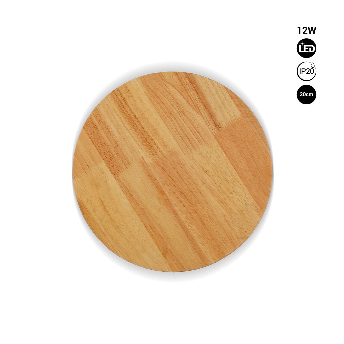 Aplique de pared circular en madera "Lune" - 12W - Ø 20cm