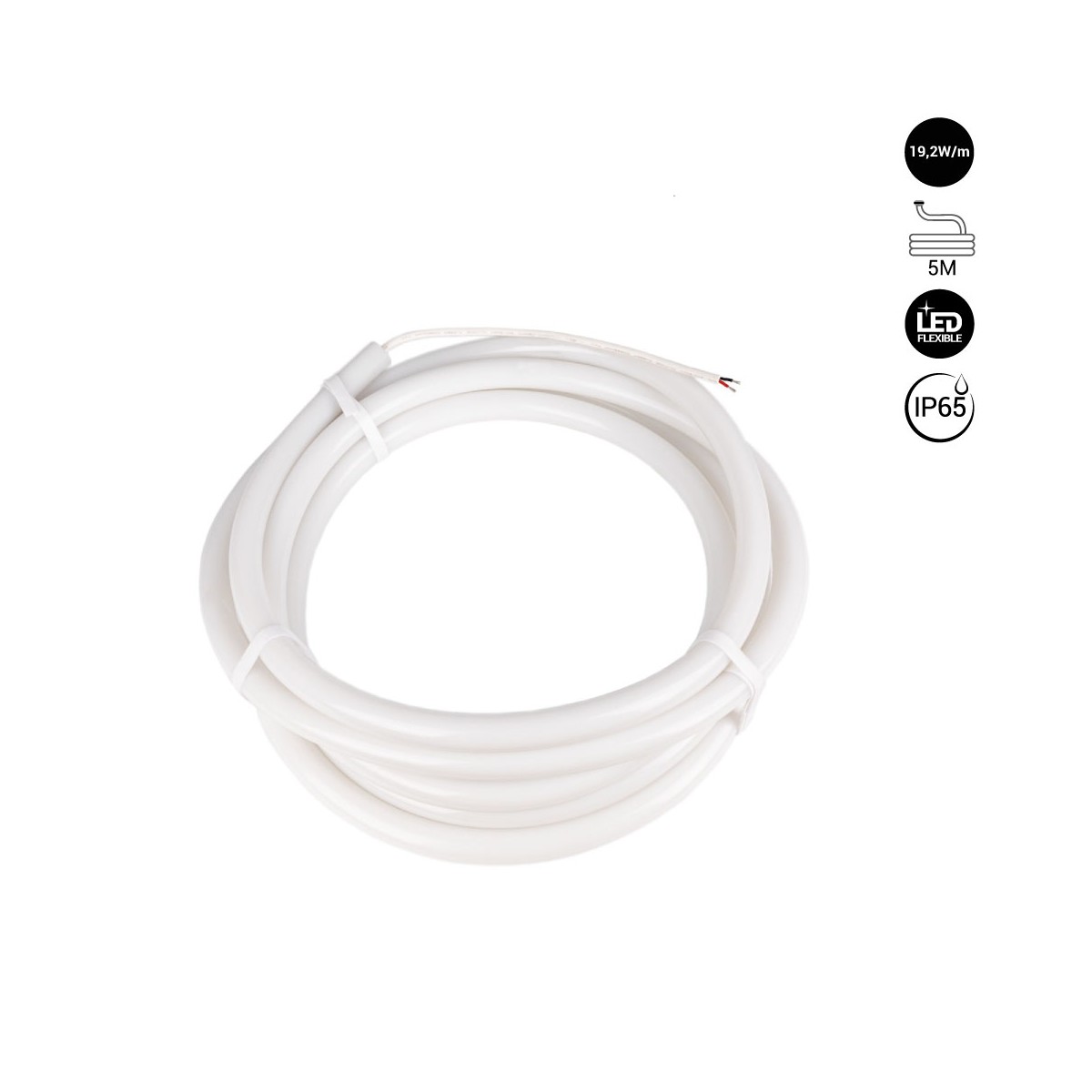 Neón LED flexible 360º circular - Ø22mm - 5 metros - 24V DC - 240Ch/m - 19,2W/m - IP65