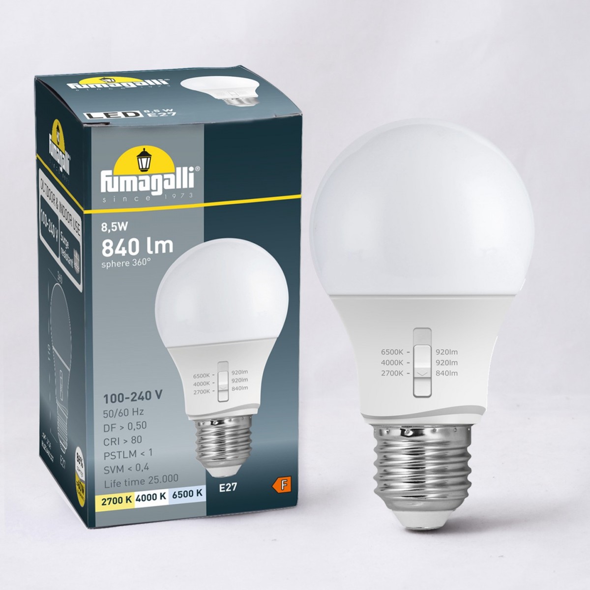 BOMBILLA LED A60 E27 8.5W CCT - 2700K-4000K-6000K -FUMAGALLI