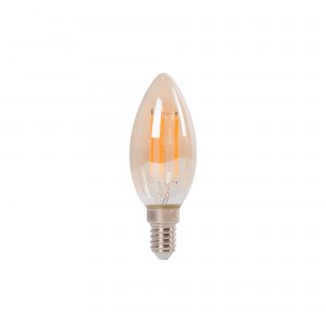 Bombilla LED Vela E14 4W de Filamento GOLD VINTAGE ámbar 2200K