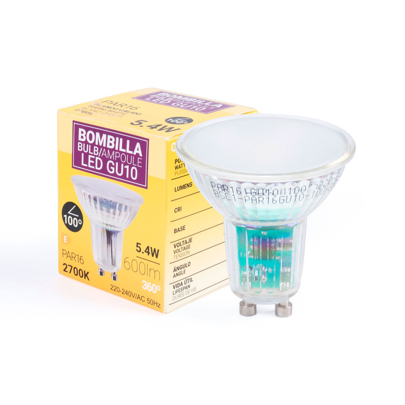 Bombilla LED GU10 5.4W cristal - 740lm - PAR16 - 100°