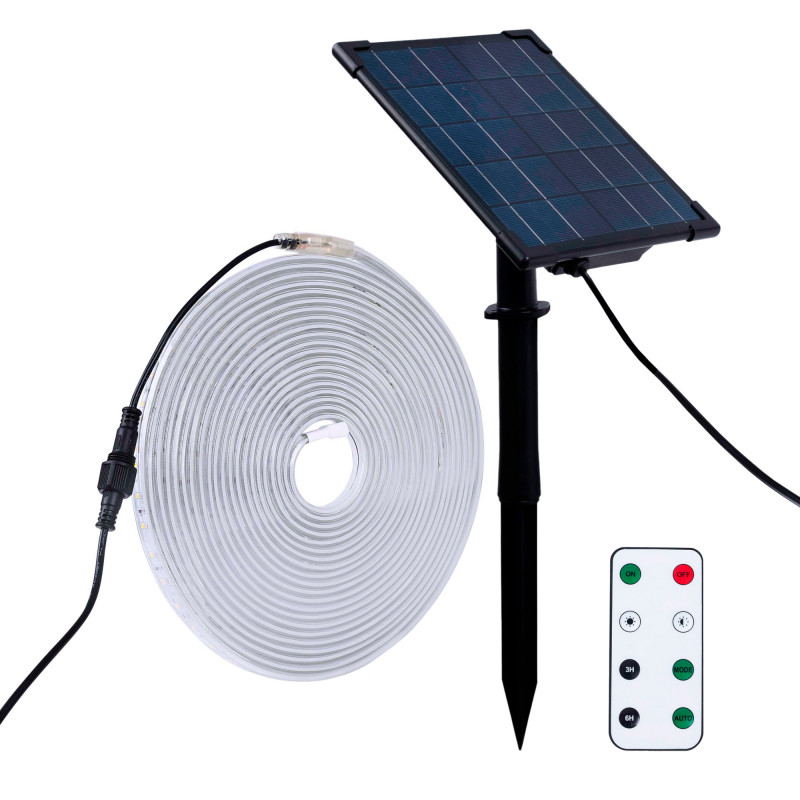 Tira LED solar exterior con mando 40W - 12mm - 10 metros - 2700K - IP65