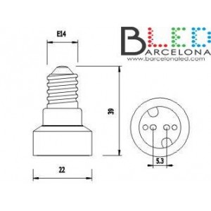 Adaptador rosca E14 a MR16