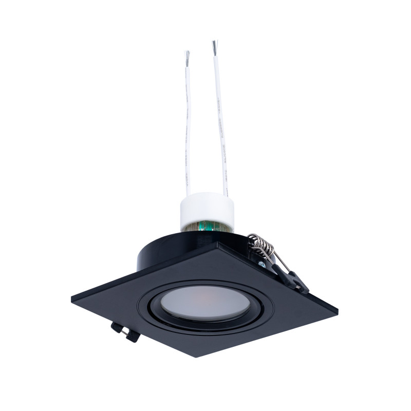 KIT Aro downlight cuadrado 93x93mm (negro) + Bombilla GU10 5,4W + Portalámparas