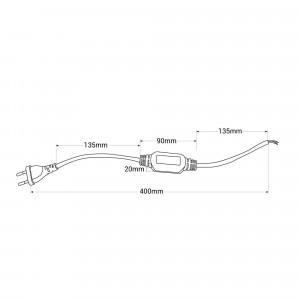 Cable rectificador corriente para tira LED COB 220V AC - IP67