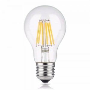 Bombilla Estándar LED A60 8W filamento E27 230V Transparente