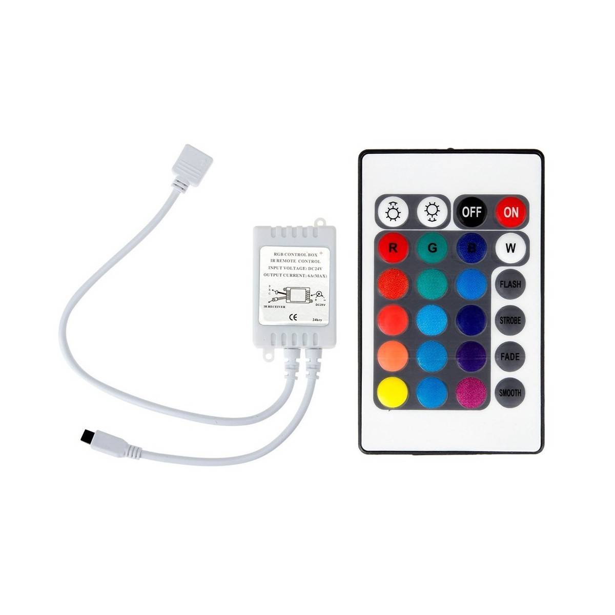 Controlador RGB 12V 6A con mando IR 24 teclas