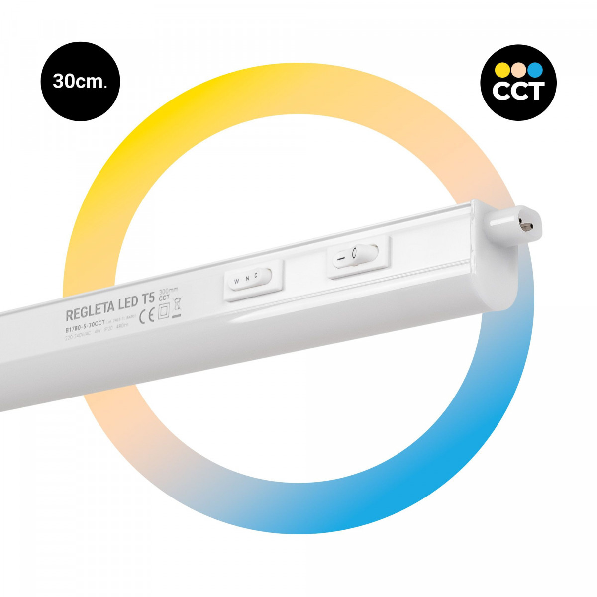 Λωρίδα LED κάτω από το ντουλάπι T5 - 4W - CCT - 30 cm - Opal