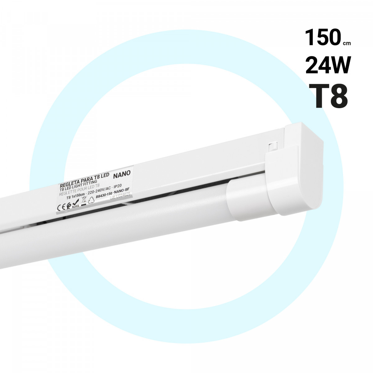 Κιτ ταινίας στήριξης σωλήνων + σωλήνας LED T8 - 24W - 150cm