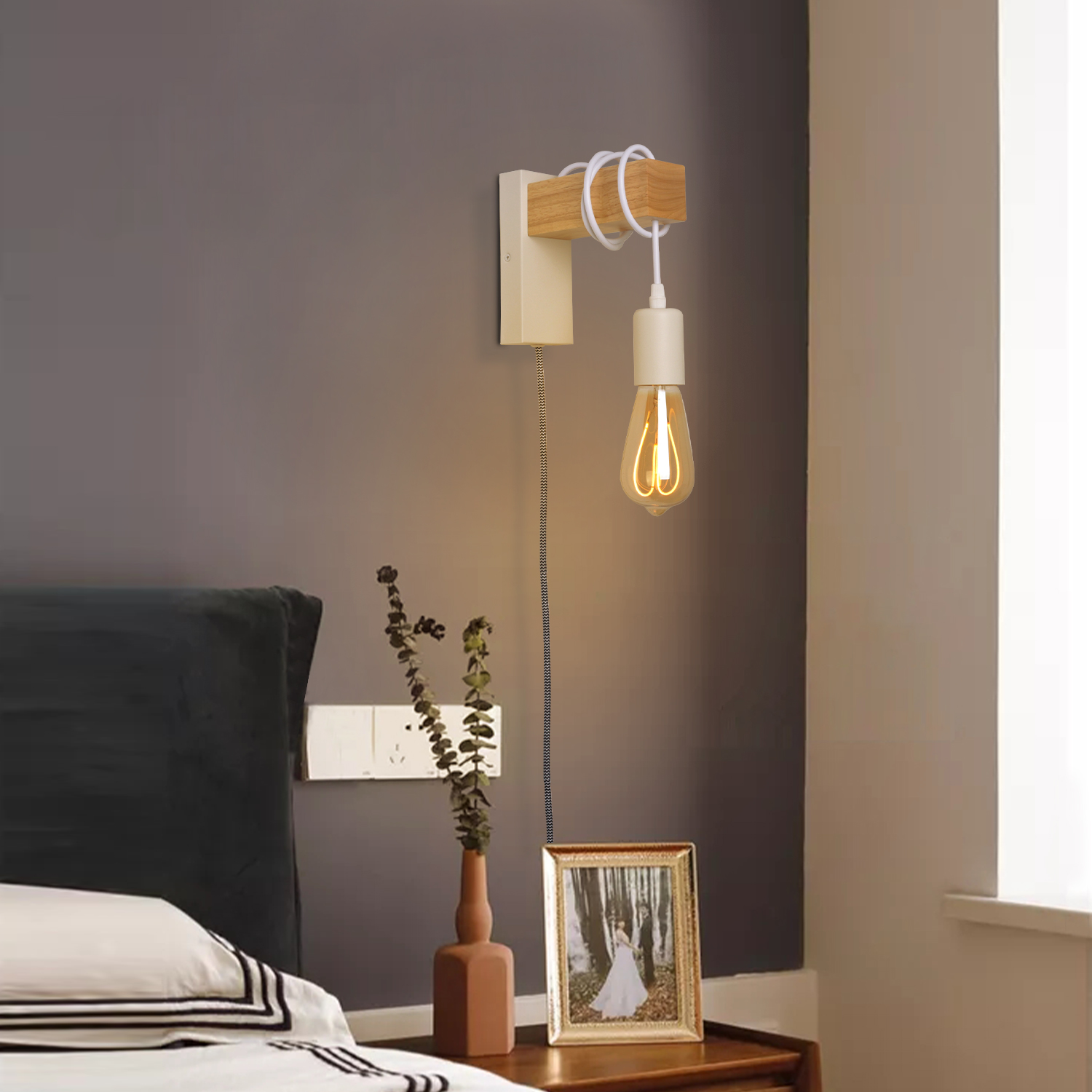 Aplique con Enchufe estilo vintage. Lámparas para iluminar paredes de  dormitorios, salones..