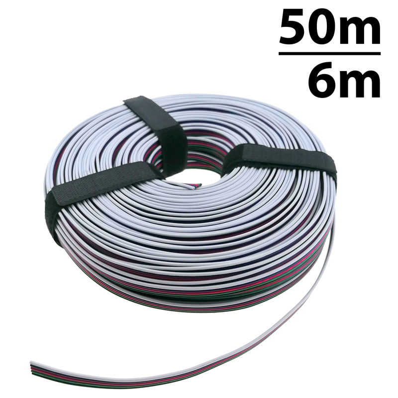 Conector tira led RGBW WW 16cm 6 hilos presión cable