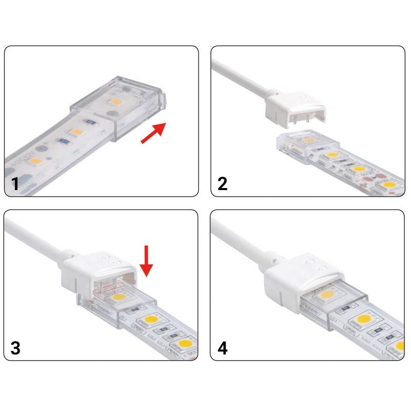Câble alimentation pour ruban LED sans soudure avec interrupteur