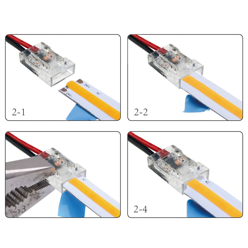 Connecteur led pour bande lumineuse de 8 mm non étanche, carte à 2