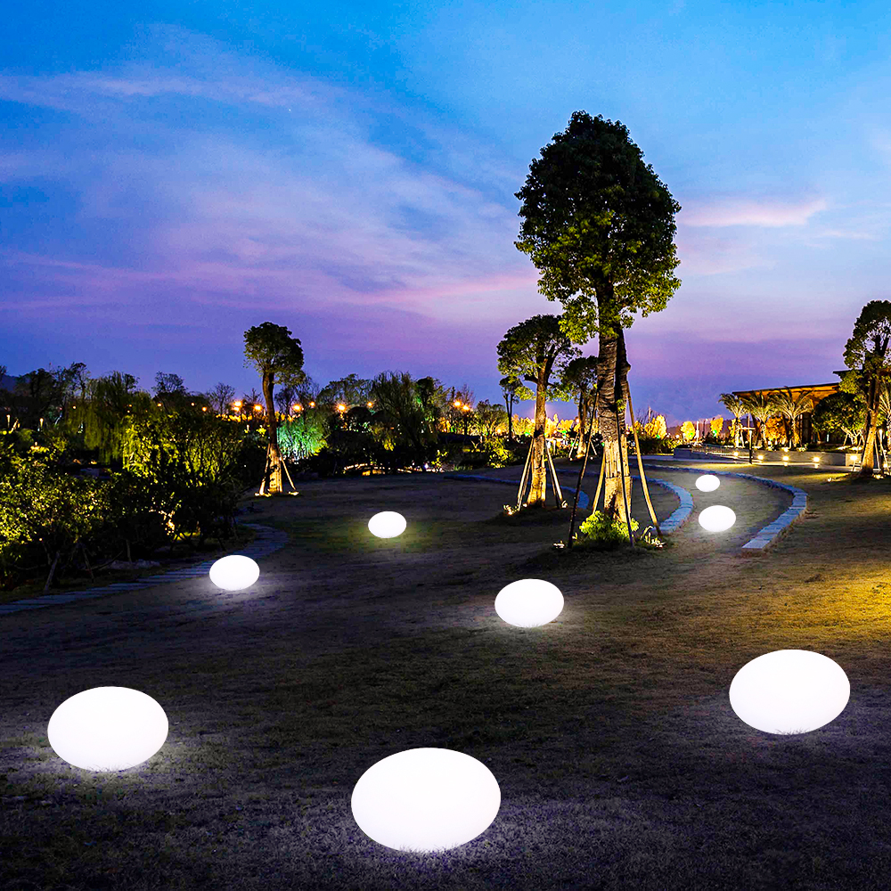 RGB oval rechargeable luminous sphere for garden illumination