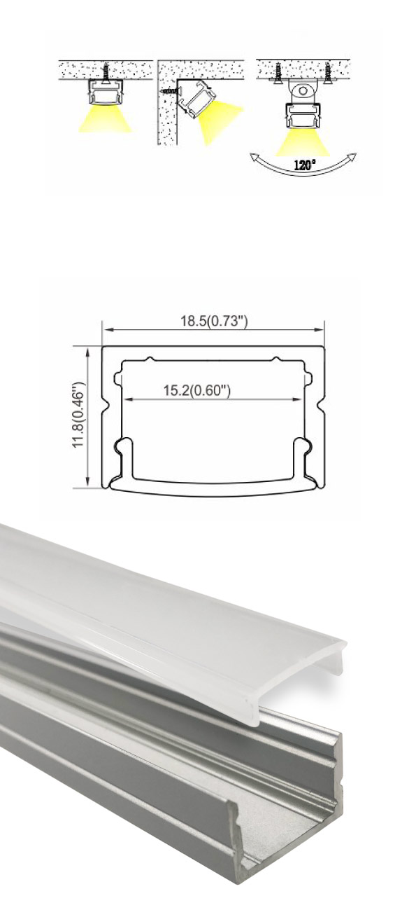 Alu Profil 180° 19x22mm eloxiert für LED Streifen