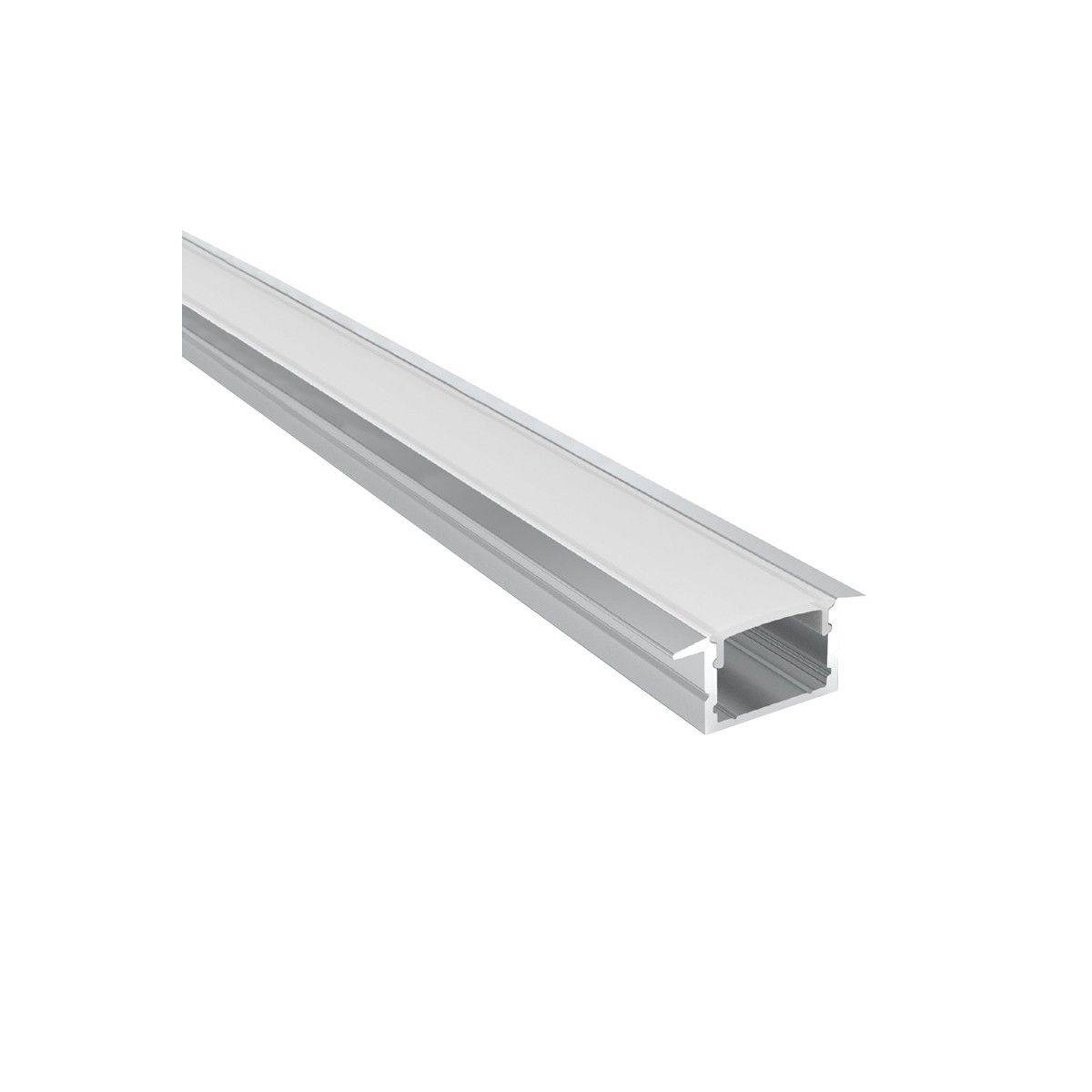 Profilo in alluminio da incasso per striscia LED ≤ 15 mm - 18,5x12 mm - 2 metri