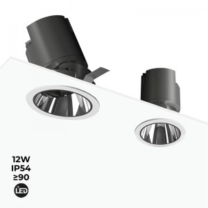 Faretto LED da incasso a soffitto COB - 12W - Orientabile - Basso UGR - IP54