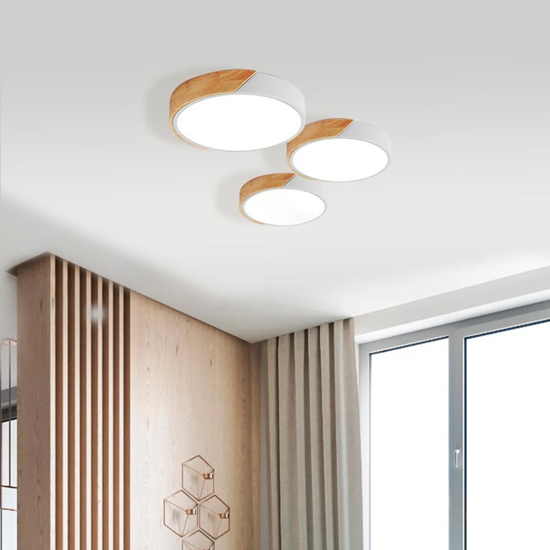 Plafoniera Led Circolare W Bianco E Legno Cct X Mm