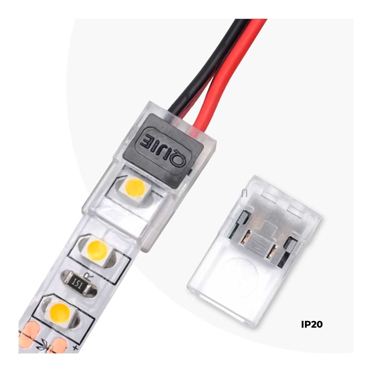 Connettore rapido CLIP 2 pin - Striscia LED a cavo - PCB 8mm IP20 - max 24V