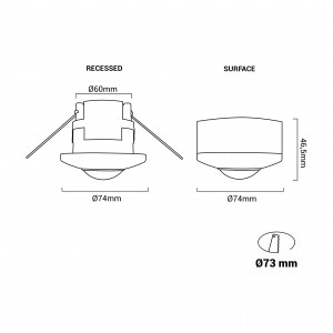 Sensore di movimento PIR 2 in 1 (da superficie/da incasso) - 360º - IP20