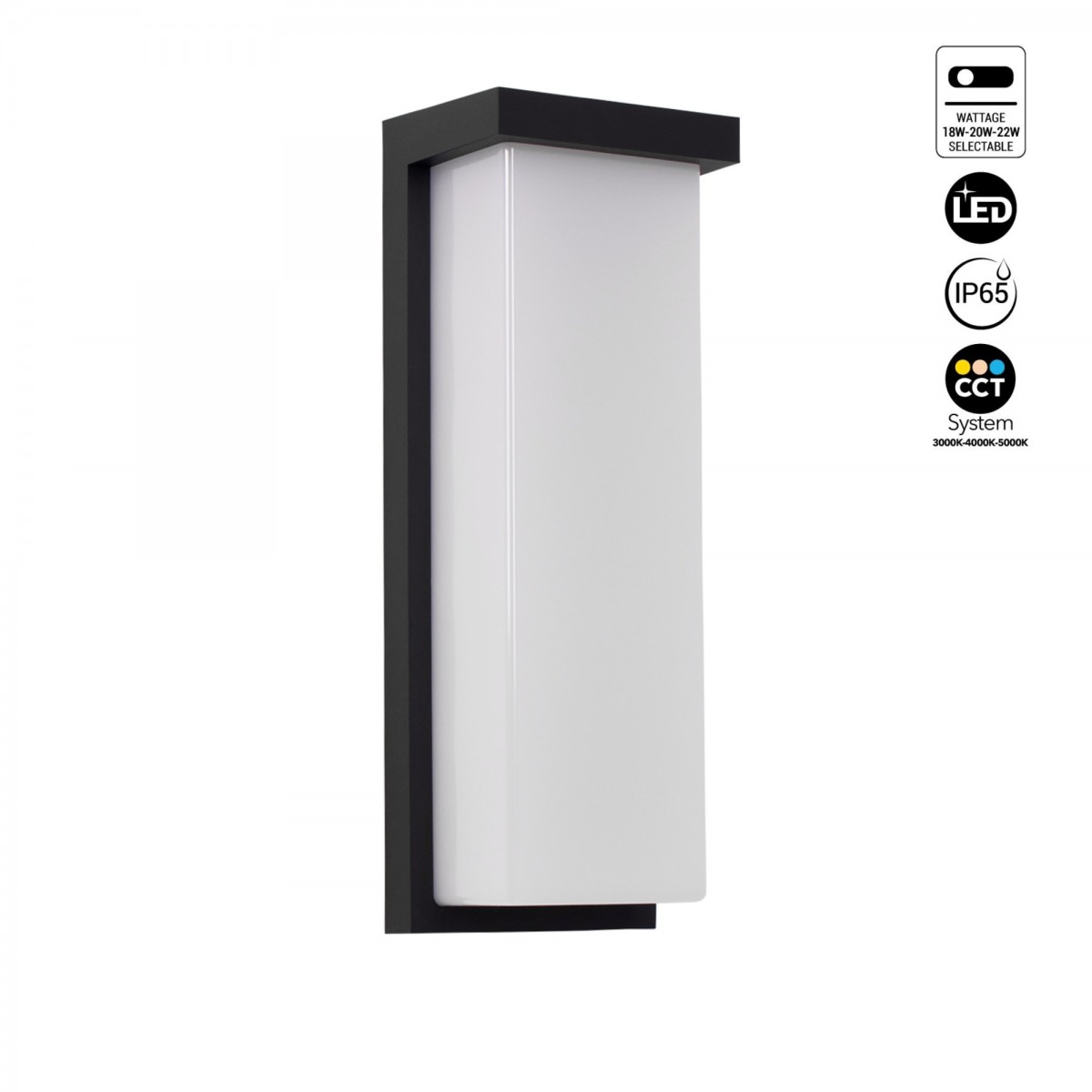 Lampada da parete in alluminio per esterni "Retal" - Potenza regolabile: 18W-20W-22W - CCT- IP65