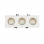 Triplo anello downlight quadrato basculante GU10/MR16 - Basso UGR - Taglio 75 x 235 mm