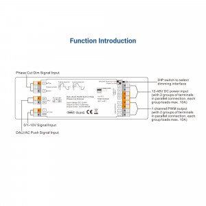 Controller 4 in 1 - 12-48V DC - TRIAC + 0/1-10V + DALI + PUSH