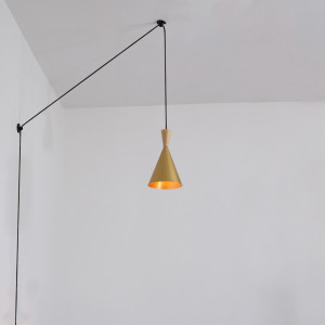 Lampada nordica a sospensione in metallo e legno "Lima" / Ispirazione "Beat Tall" di TOM DIXON