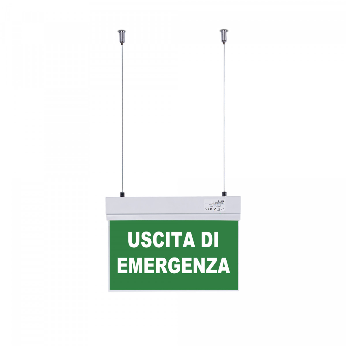 Luce di emergenza permanente con cartello "Uscita di emergenza" - Sospensione