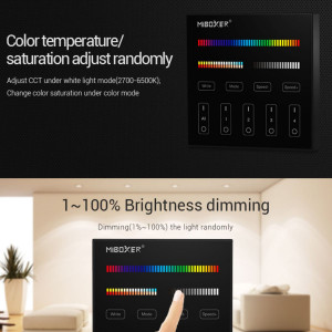 Pannello di controllo touch RGB + CCT - 4 zone - Nero - MiLight