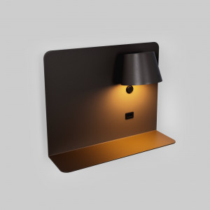 Pack x 2 - Lampada da lettura a parete con porta USB "BASKOP" - 6W - design orizzontale - Nero