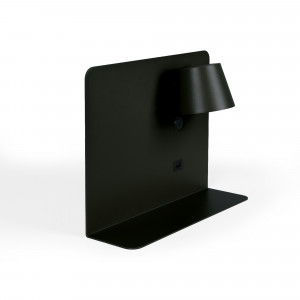 Pack x 2 - Lampada da lettura a parete con porta USB "BASKOP" - 6W - design orizzontale - Nero