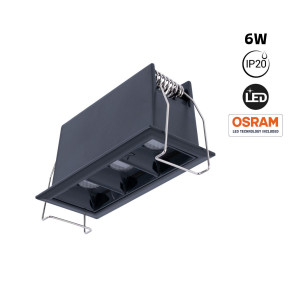 Downlight LED triplo da incasso 6W - UGR18 - CRI90 - Chip OSRAM - Nero