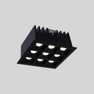 Downlight LED quadrato da incasso 18W - 9 faretti - UGR18 - CRI90 - Chip OSRAM - Nero