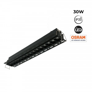 Faretto lineare LED incasso a scomparsa - 30W - UGR18 - CRI90 - Nero