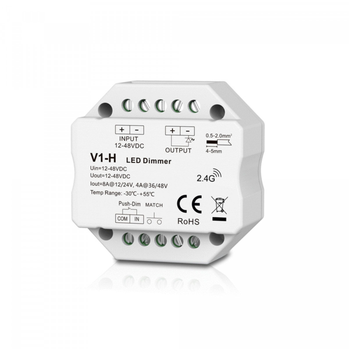 Controller monocolore 12-48V DC - 8A - RF 2.4G - dimmer PUSH - MINI - Skydance