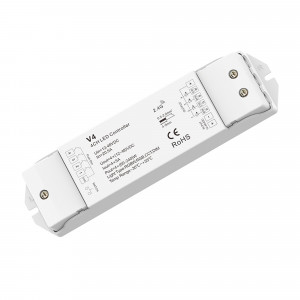 Controller RGBW/RGB/CCT/Monocolore 12-48V DC - 20A (5A/canale) - RF 2.4G - PUSH Dimmer - Skydance