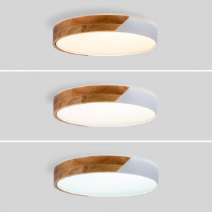 Plafoniera LED CCT 24W - Legno e policarbonato - ø40cm - IP22