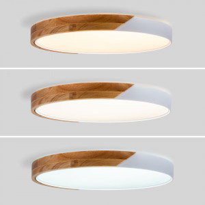 Plafoniera LED CCT 36W - Legno e policarbonato - ø50cm - IP22