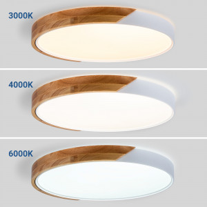 Plafoniera LED CCT 36W - Legno e policarbonato - ø50cm - IP22