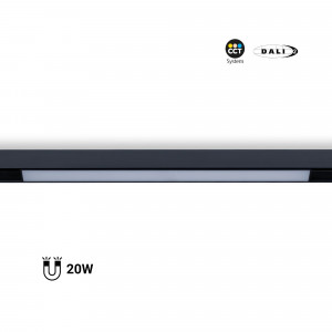 Faretto lineare opalino CCT a binario magnetico 48V - 20W - dimmerabile DALI