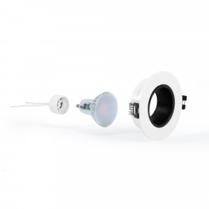 KIT Anello da incasso Ø90mm (bianco/nero) + Lampadina GU10 5,4W + Portalampada