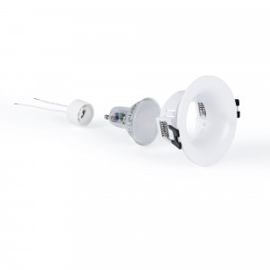 KIT Anello da incasso Ø86mm (bianco) + Lampadina GU10 5,4W + Portalampada