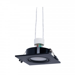 KIT Anello downlight quadrato 93x93mm (nero) + Lampadina GU10 5,4W + Portalampada